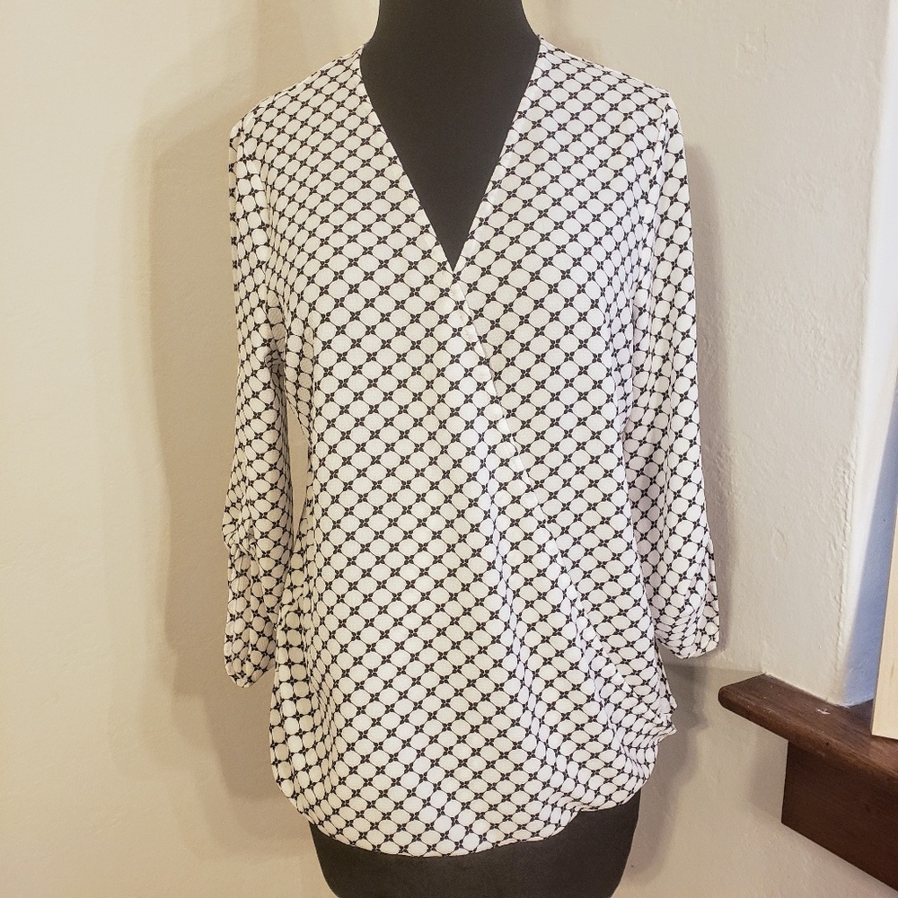 Adrianna Papell Black/White Dress Top Small